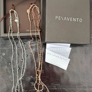 2 DNA Shine Single Strand Necklaces Rose Gold & Sterling Silver. 48” Never Worn